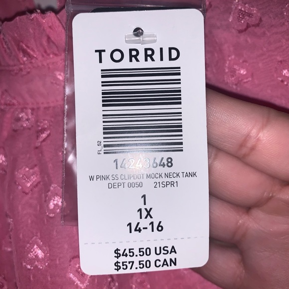Torrid 2x Pink Mock Neck w/ Hearts - Picture 3 of 3